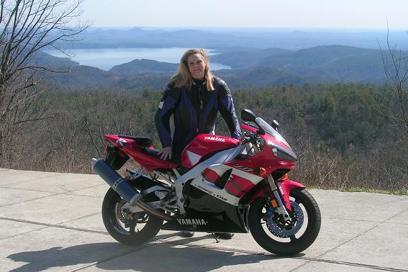[Me and my R1 overlooking Lake Jocassee in north-western South Carolina.]
