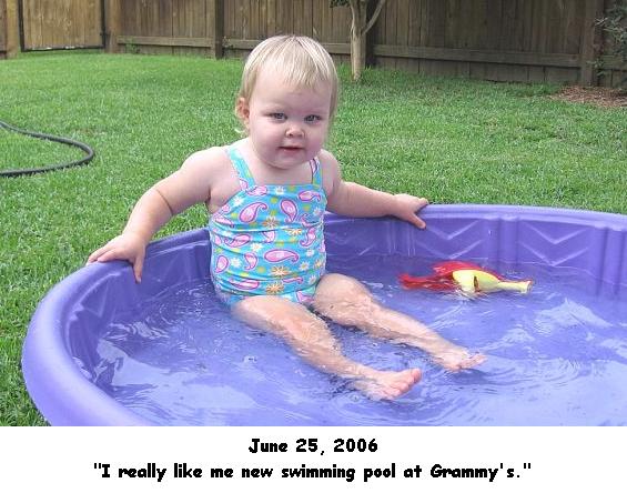[Just lounging around in my new swimming pool at Grammy and Grandaddy's house.]