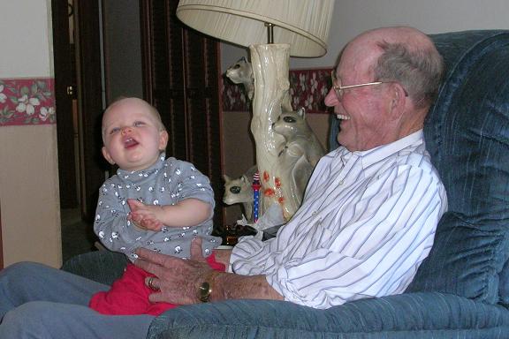 [Great-grandad Boling and I laughing because it was just a funny moment.]
