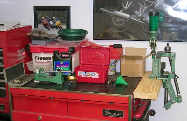 [Our RCBS Rockchucker reloading press.]